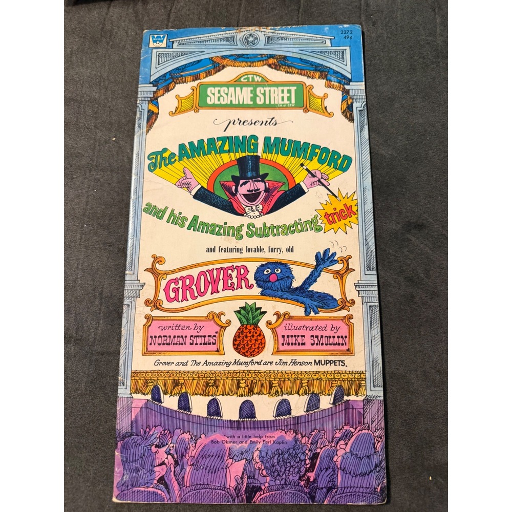 Vintage Sesame Street Amazing Mumford Grover Subtracting Trick Magic Book 1970s